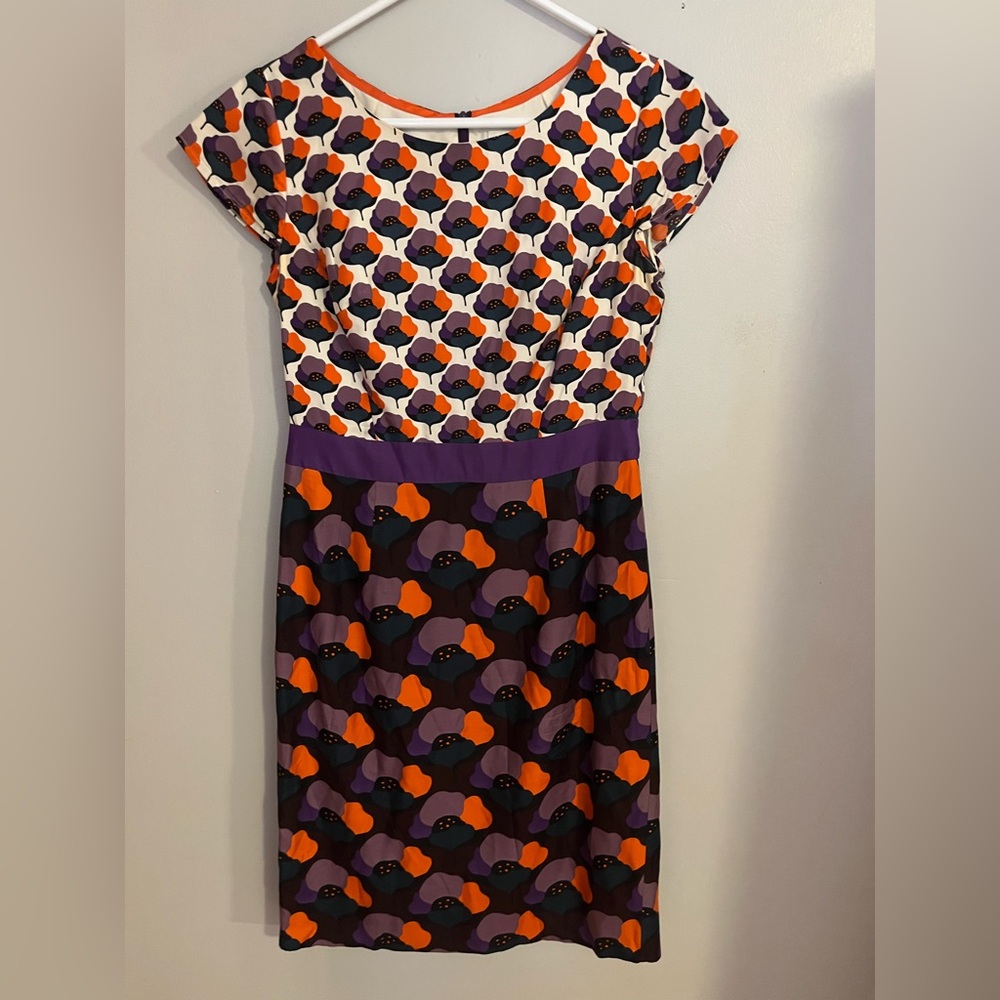 Boden Cream and‎ Orange Dress